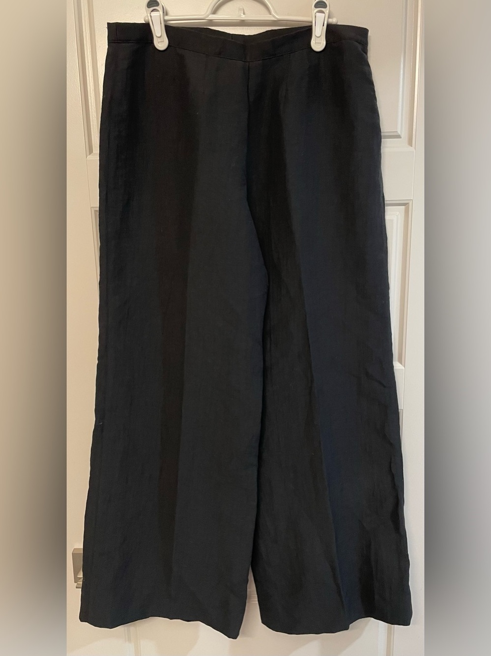 Lida Baday Linen Blend Black Wide Leg Pants